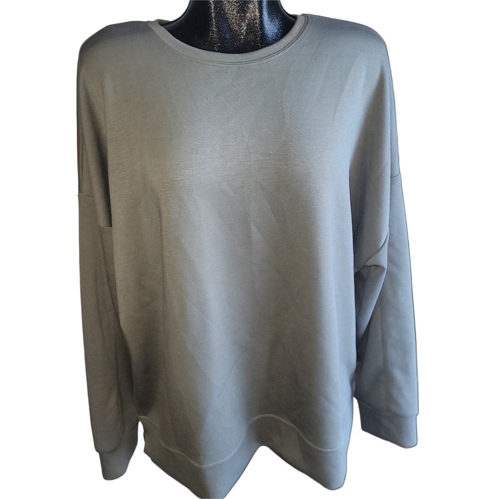 Hyba Women's Light Olive Green Ultra Soft Relaxed Fit Sweatshirt Size 2X